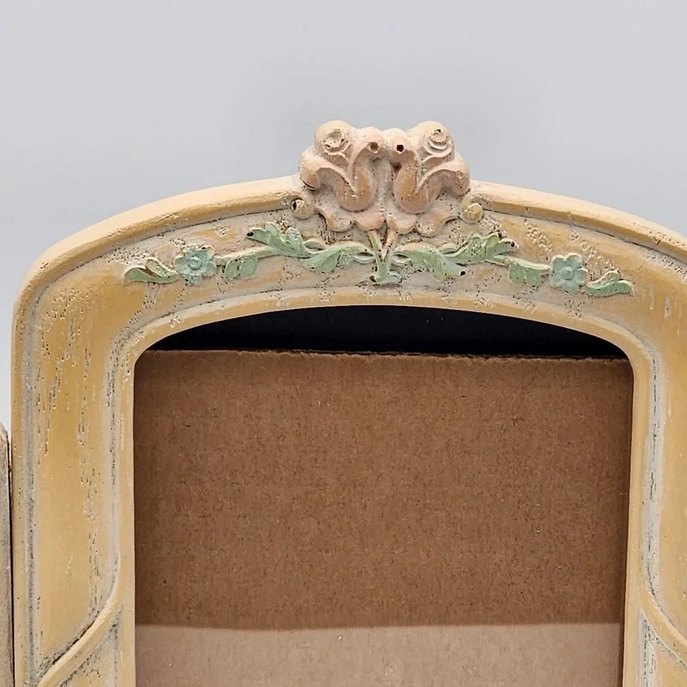 Vintage Distressed Swivel Picture Frame Ornate Floral Wood Frame Shabby Chic